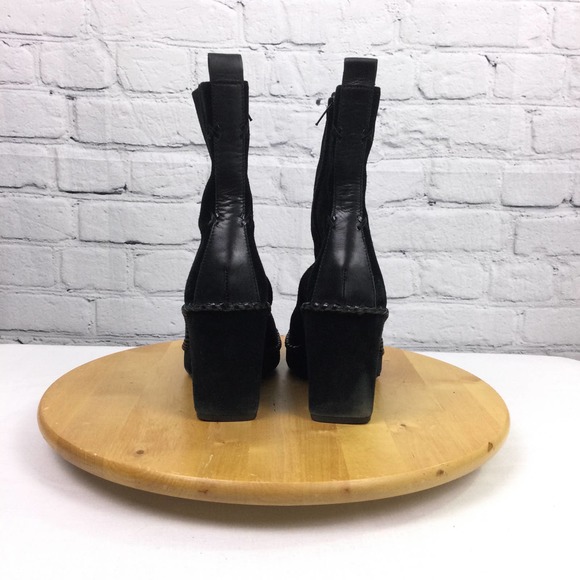 Linea Paolo Women's Suede Square Toe Chunky Heel Black Mid-Calf Pull On Boot 7 - Picture 16 of 16